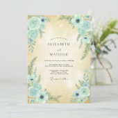 Invitation Mariage Anémone Aqua Champagne (Debout devant)