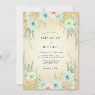 Invitation Mariage Anémone Aqua Champagne