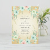 Invitation Mariage Anémone Aqua Champagne (Debout devant)