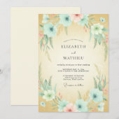 Invitation Mariage Anémone Aqua Champagne (Devant / Derrière)