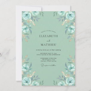 Invitation Mariage Anémone Aqua Menthe