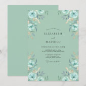 Invitation Mariage Anémone Aqua Menthe (Devant / Derrière)