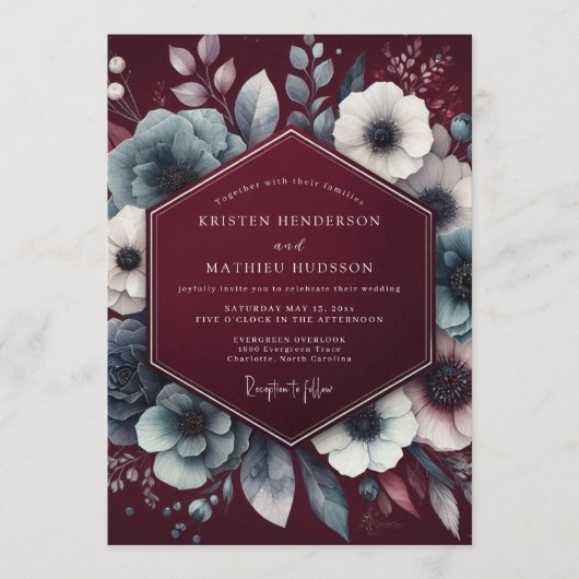 Invitation Mariage Anémone Ardent (Devant)