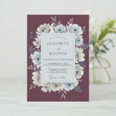 Invitation Mariage Anémone Ardoise prune (Debout devant)