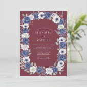 Invitation Mariage Anémone Ardoise Vin (Debout devant)