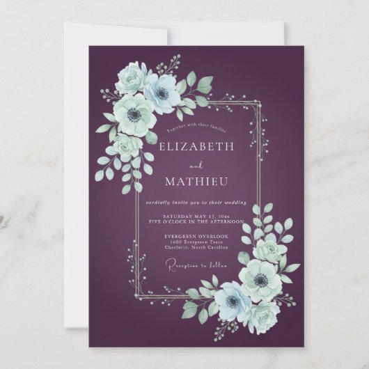 Invitation Mariage Anémone Atmosphérique prune (Devant)