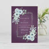 Invitation Mariage Anémone Atmosphérique prune (Debout devant)