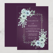 Invitation Mariage Anémone Atmosphérique prune (Devant / Derrière)