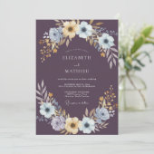 Invitation Mariage Anémone Azur Plum (Debout devant)