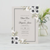 Invitation Mariage Anémone Blanc Crème (Debout devant)