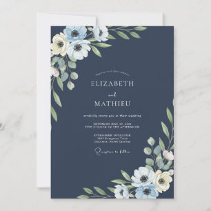 Invitation Mariage Anémone Blanc de Minuit