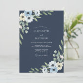 Invitation Mariage Anémone Blanc de Minuit (Debout devant)