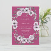 Invitation Mariage Anémone Blanche Mauve (Debout devant)