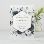 Invitation Mariage Anémone Bleu Ardoise Maussade (Debout devant)