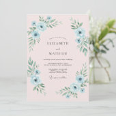 Invitation Mariage Anémone Bleu Poudre (Debout devant)