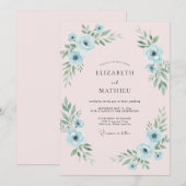 Invitation Mariage Anémone Bleu Poudre (Devant / Derrière)