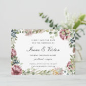 Invitation Mariage Anemone Blush Bleu Nuit  Enregistrez la da (Debout devant)