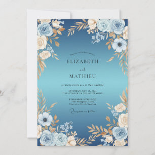 Invitation Mariage Anémone Champagne Bleuet