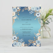 Invitation Mariage Anémone Champagne Bleuet (Debout devant)