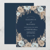 Invitation Mariage Anémone Champagne de Minuit (Devant / Derrière)
