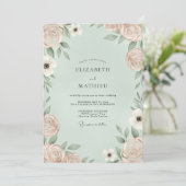 Invitation Mariage Anémone Champagne Menthe (Debout devant)
