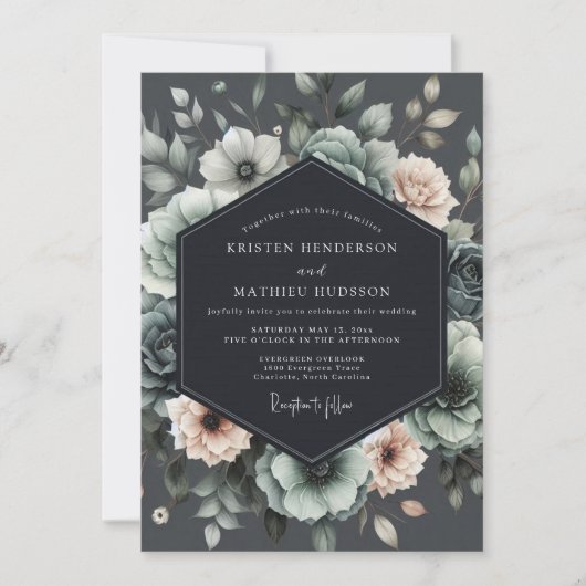 Invitation Mariage Anémone Charbon Sourd (Devant)