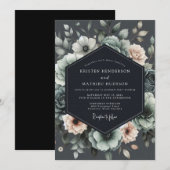 Invitation Mariage Anémone Charbon Sourd (Devant / Derrière)