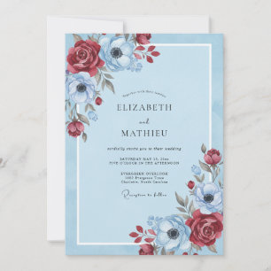 Invitation Mariage Anémone Ciel Cramoisi