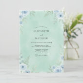 Invitation Mariage Anémone Ciel Mousse de Mer (Debout devant)