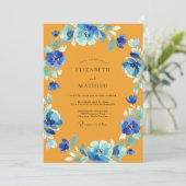 Invitation Mariage Anémone Cobalt Ocre (Debout devant)