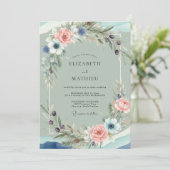 Invitation Mariage Anémone Corail Doux Mousse de Mer (Debout devant)