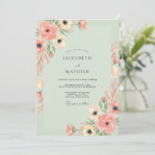 Invitation Mariage Anémone Corail Menthe (Debout devant)
