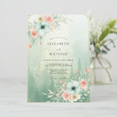 Invitation Mariage Anémone Corail Mousse de Mer (Debout devant)