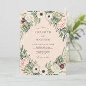 Invitation Mariage Anémone Crème Bourgogne (Debout devant)