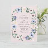Invitation Mariage Anémone Crème et Bleuet (Debout devant)