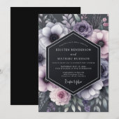 Invitation Mariage Anémone Crépuscule Charbon (Devant / Derrière)