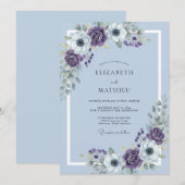 Invitation Mariage Anémone de Ciel Améthyste (Devant / Derrière)