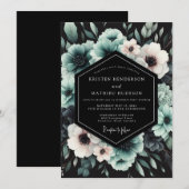 Invitation Mariage Anémone Dramatique Sarcelle (Devant / Derrière)