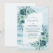 Invitation Mariage Anémone Ecume de Mer (Devant / Derrière)