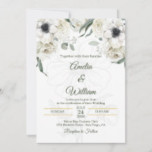 Mariage Anémone Élégant Blanc Noir Vert