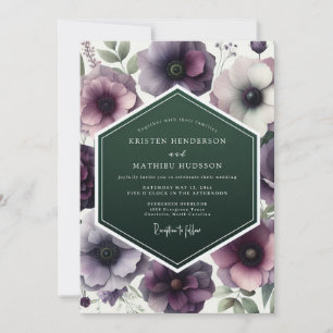Invitation Mariage Anémone Émeraude Prune