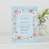 Invitation Mariage Anémone Fleur de Prunier Céleste (Debout devant)