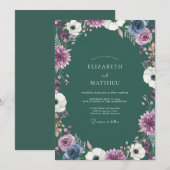 Invitation Mariage Anémone Forêt Sombre (Devant / Derrière)
