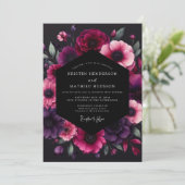 Invitation Mariage Anémone Fuchsia Dramatique (Debout devant)
