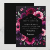Invitation Mariage Anémone Fuchsia Dramatique (Devant / Derrière)