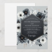 Invitation Mariage Anémone Gildé de Charbon (Devant / Derrière)