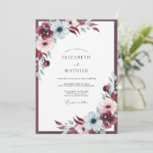 Invitation Mariage Anémone Glacée Bourge (Debout devant)
