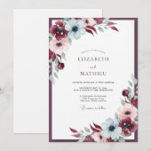 Invitation Mariage Anémone Glacée Bourge (Devant / Derrière)