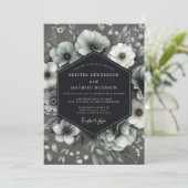 Invitation Mariage Anémone Gothique Charbon (Debout devant)
