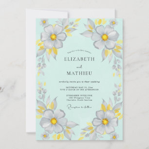 Invitation Mariage Anémone Gris Mousse de Mer